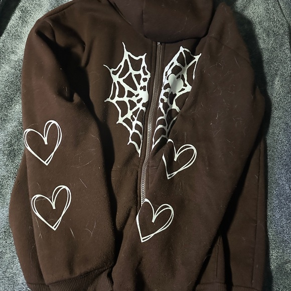 Spider Web and Heart Brown Jacket - Picture 2 of 3